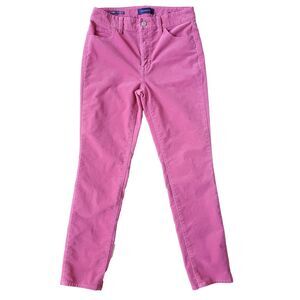 Talbots High Waist Straight Leg Velveteen Pants 2P Pink Velvet Stretch 5 Pocket